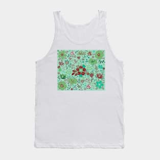 Floral pattern on an emerald green background Tank Top